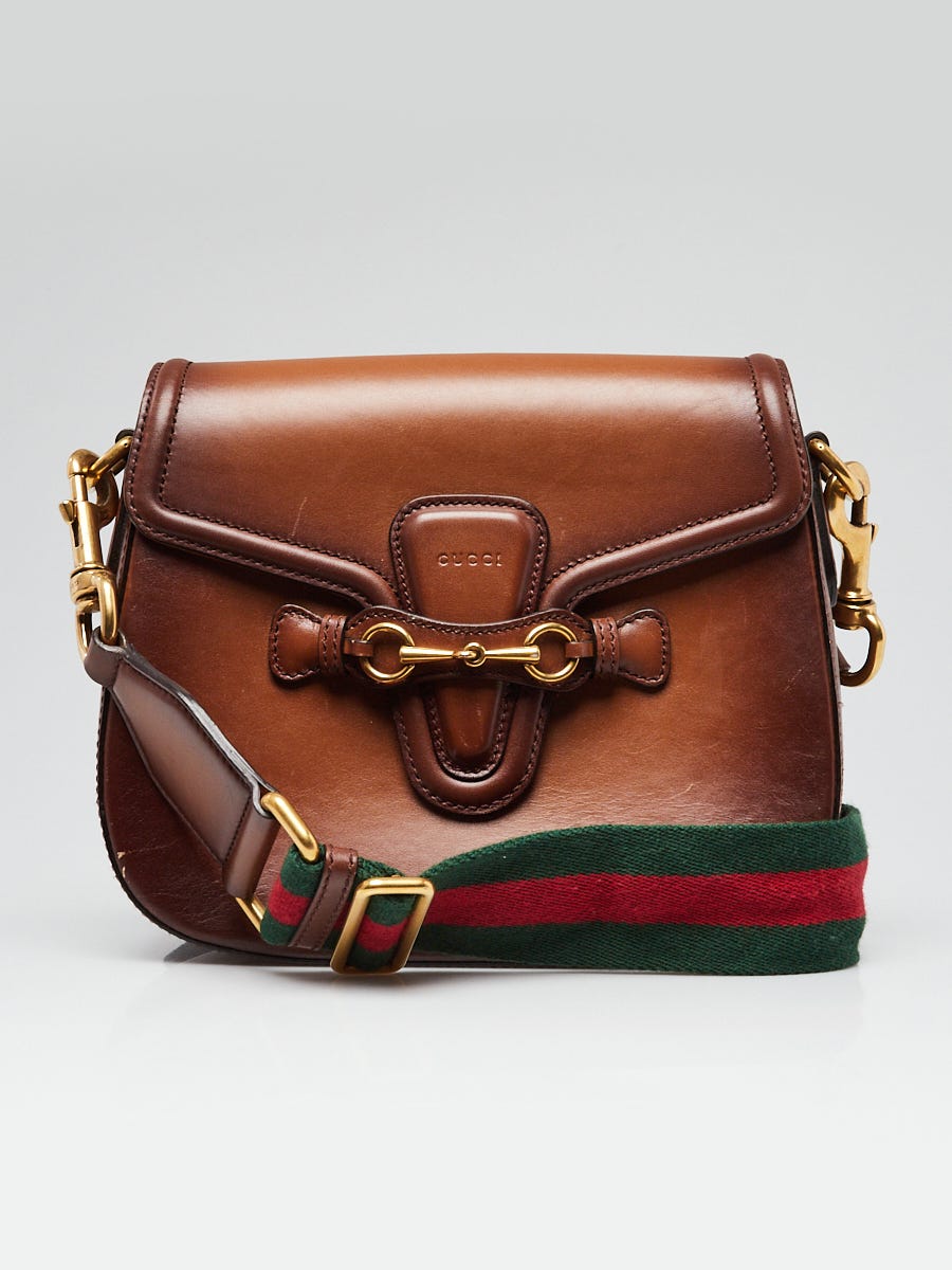Gucci Brown Smooth Calfskin Leather Medium Lady Web Shoulder Bag