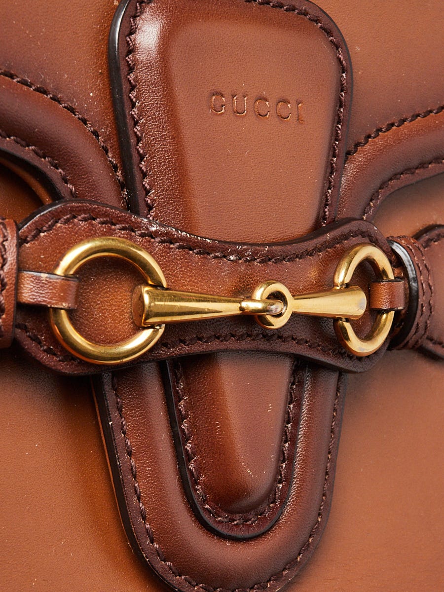 Gucci Brown Smooth Calfskin Leather Medium Lady Web Shoulder Bag Yoogi s Closet