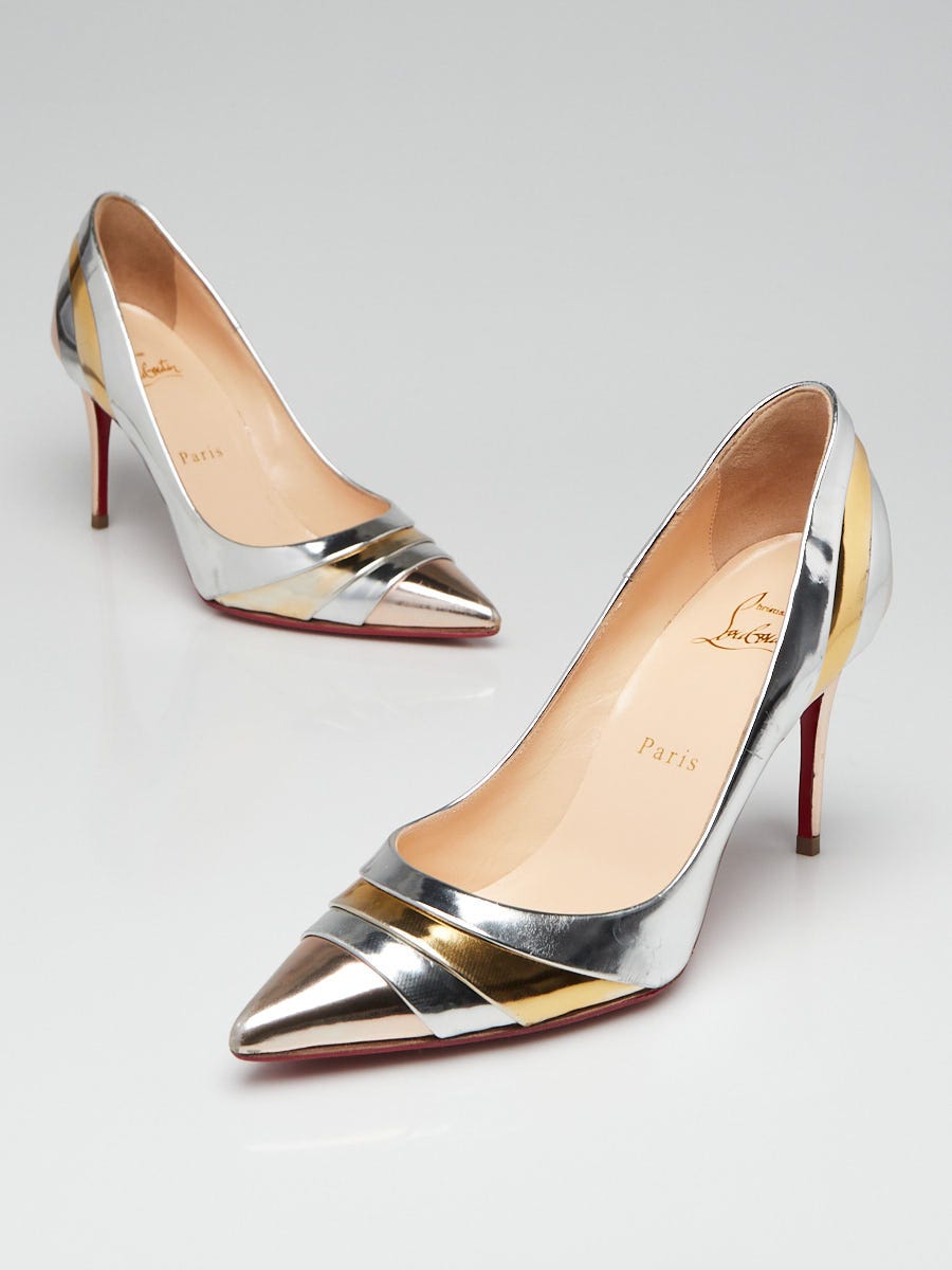 Silver patent leather clearance pumps