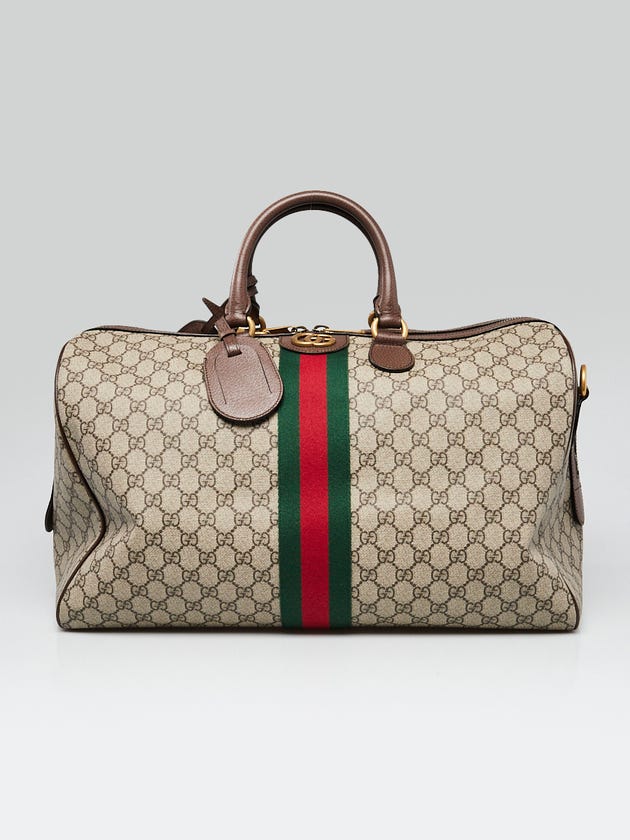 gucci men women's handbag travel bag duffle bag Pebbled Leather Bamboo Top Handle Suitcase - Luxury Used Designer Bags Generation Gucci delves into the brands archival codes GUCCI - Jumbo GG travel
