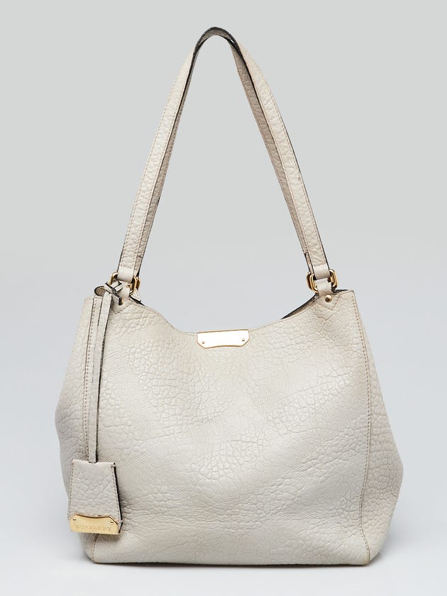 Burberry Grey Embossed Check Leather Small Canterbury Tote Bag