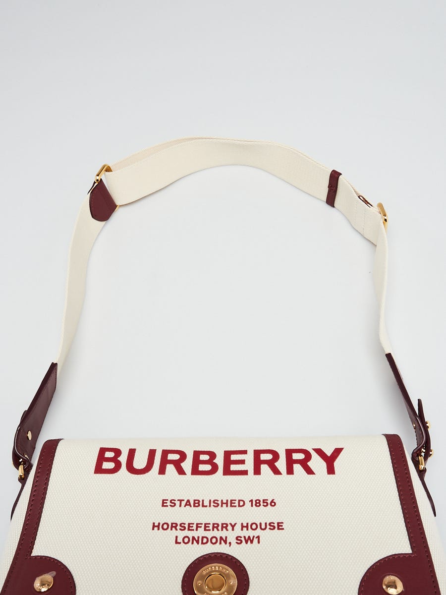 Burberry Beige/Garnet Canvas and Leather Horseferry Note Crossbody 