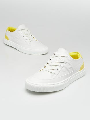 Blanc/Jaune Topaze Calfskin Leather Day Sneakers Size 8/38.5