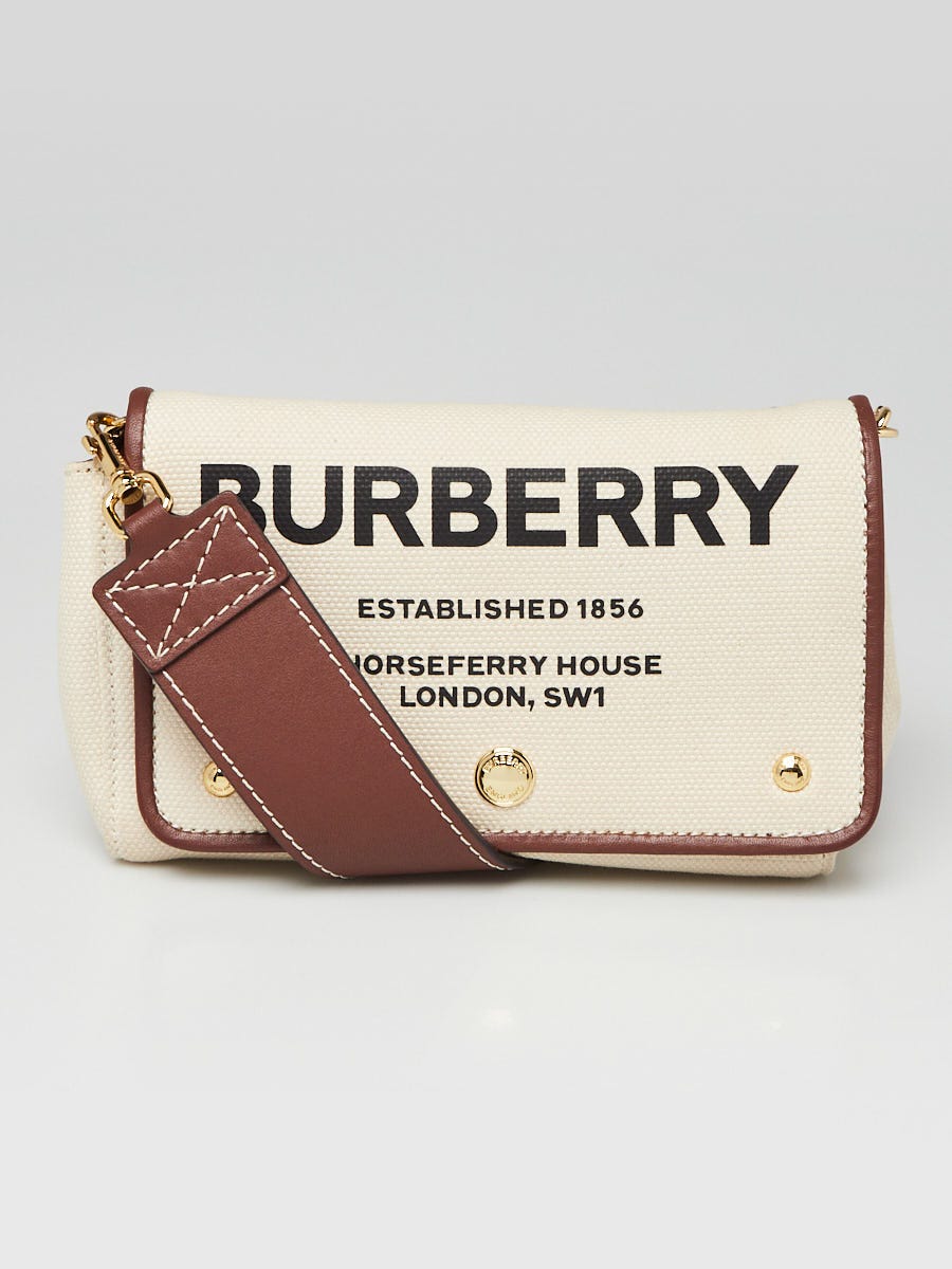 Burberry Logo Print Small Canvas & Leather Shoulder Bag in Black