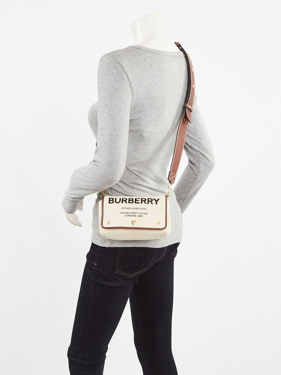 Burberry Beige/Tan Canvas and Leather Horseferry Note Crossbody Bag