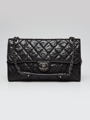 Black Glazed Leather Crave Jumbo Flap Bag