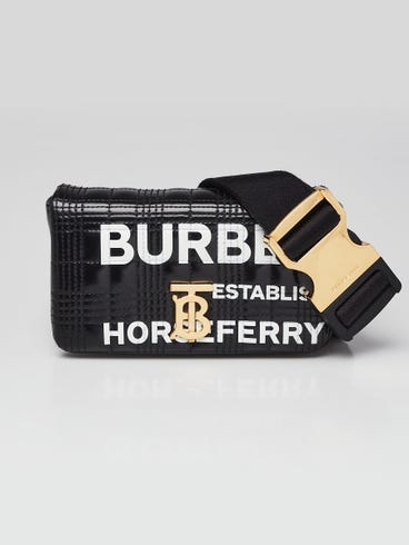 Burberry Black Quilted Coated Canvas Logo Print Belt Bag