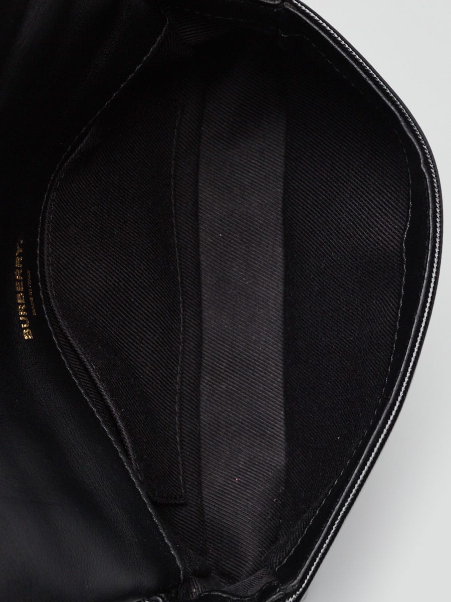 Burberry Black Leather Quilted TB Monogram Belt Bag - Yoogi's Closet