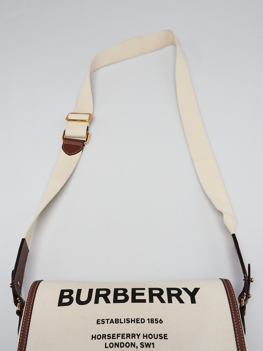 Burberry Beige/Brown Canvas and Leather Horseferry Note Crossbody