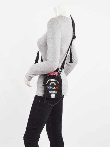 balenciaga mini backpack crossbody bag // Black Explorer VSP Consignment Offering a range of ways to wear and style this piece Balenciaga Black Nylon Oversized Mini
