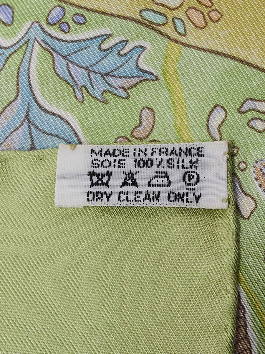 Hermes 90cm Green Silk 'Chemins de Garrigue' Print Christine Henry