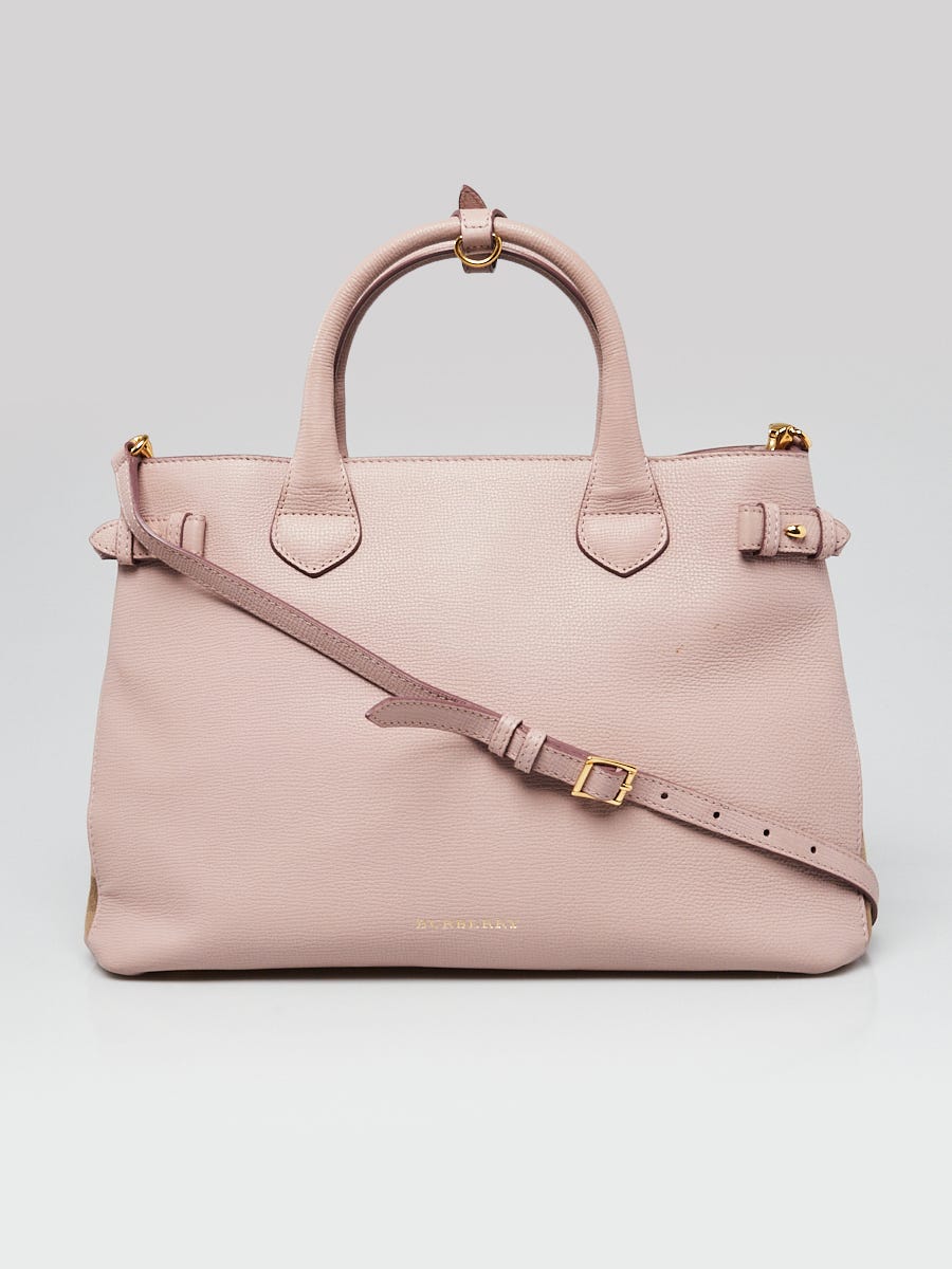 Burberry Pink Leather House Check Canvas Crossbody Bag - Yoogi's