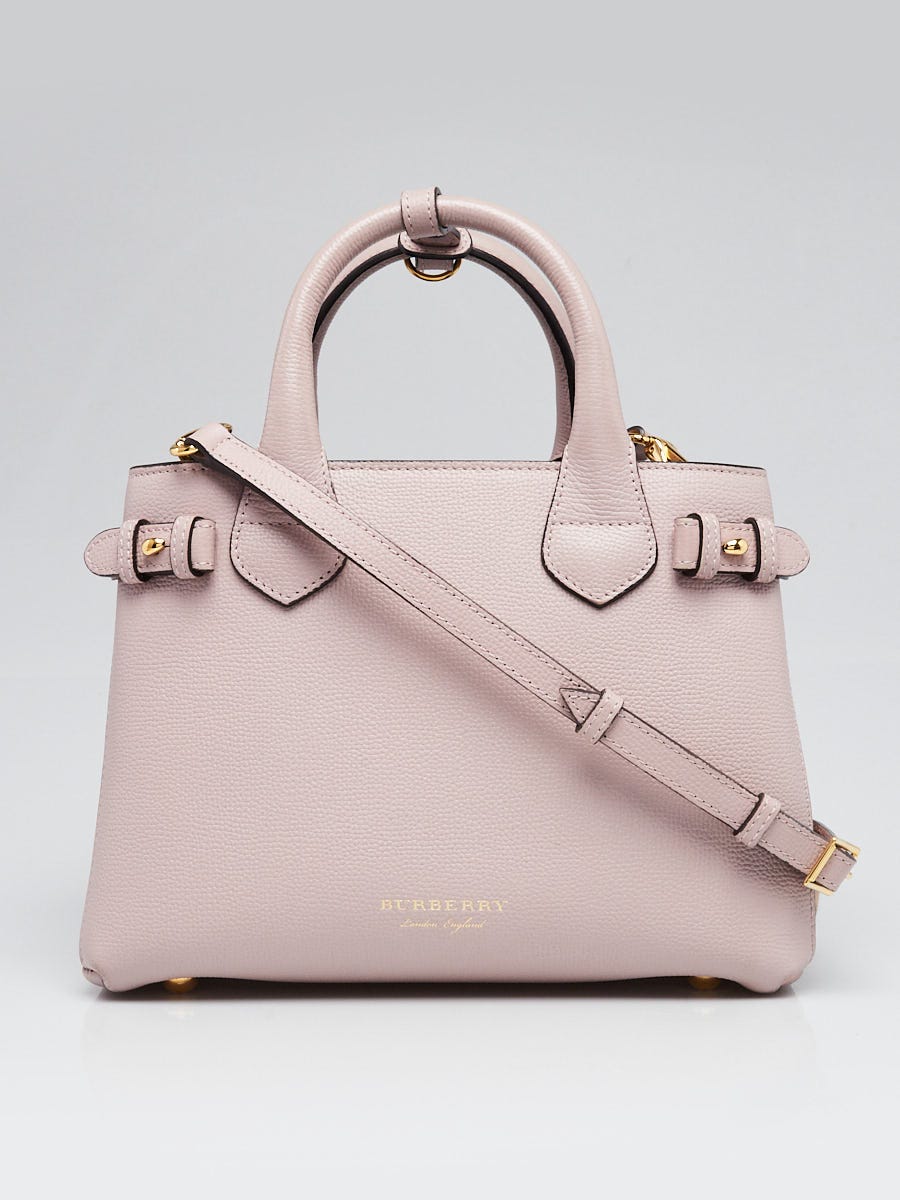 Burberry Pale Orchid Derby Leather House Check Small Banner