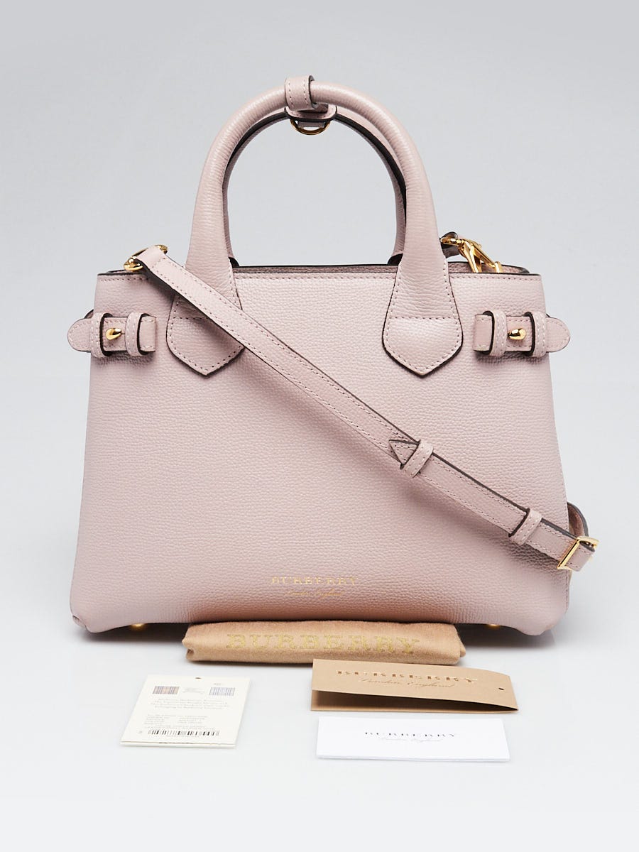 Burberry Pale Orchid Derby Leather House Check Small Banner Tote Bag Yoogi s Closet