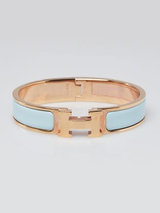 Bleu Glacier Enamel Gold Plated Clic-Clac H Narrow PM Bracelet