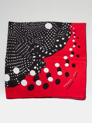 90cm Rouge/Nero/Ecru Silk 'Hola Flamenco' Print Dimitri Rybaltchenko Square Scarf
