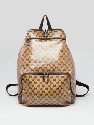 Gucci Black/Gold Leather GUCCY Sega Backpack Bag - Yoogi's Closet