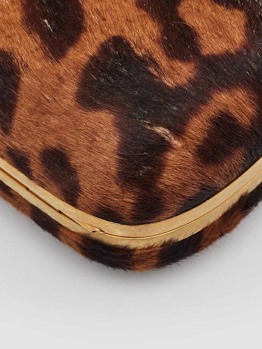 Brown leopard print outlet clutch bag