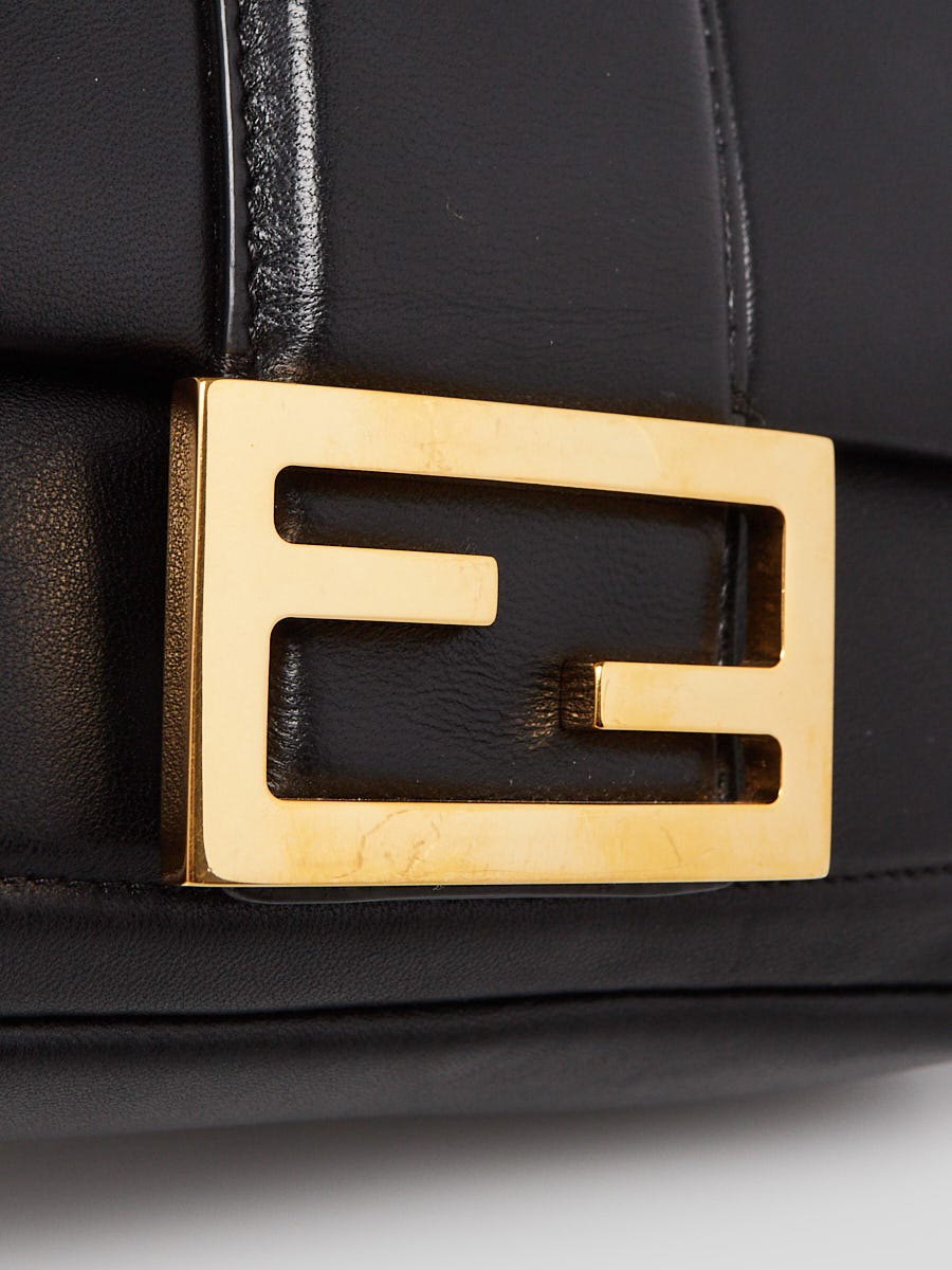 Fendi Black Padded Leather Mini Baguette Crossbody Bag 8BS045