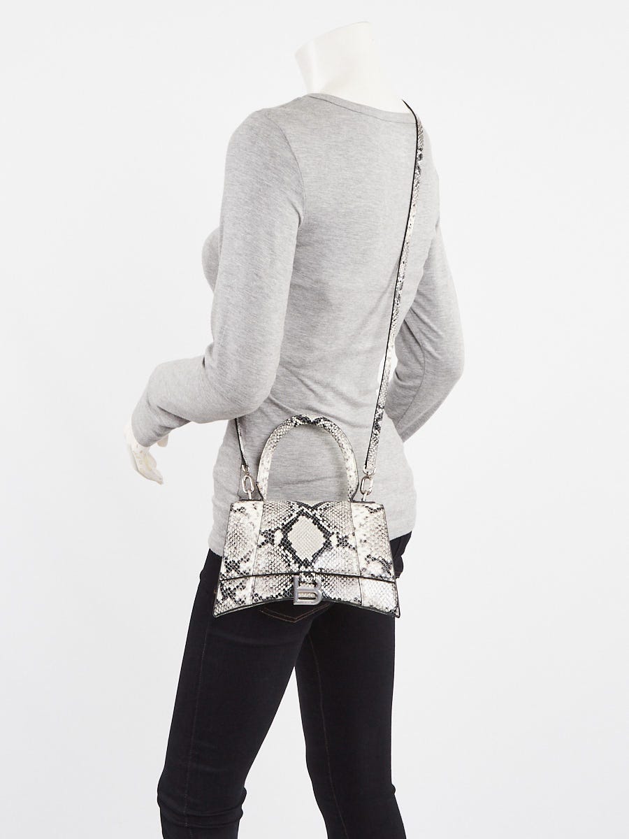 Balenciaga Black/White Snakeskin Embossed Leather Hourglass Small