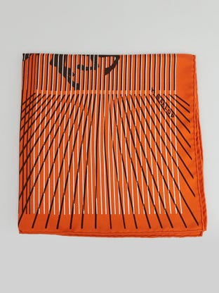 Orange/Brown Printed Silk Square Scarf