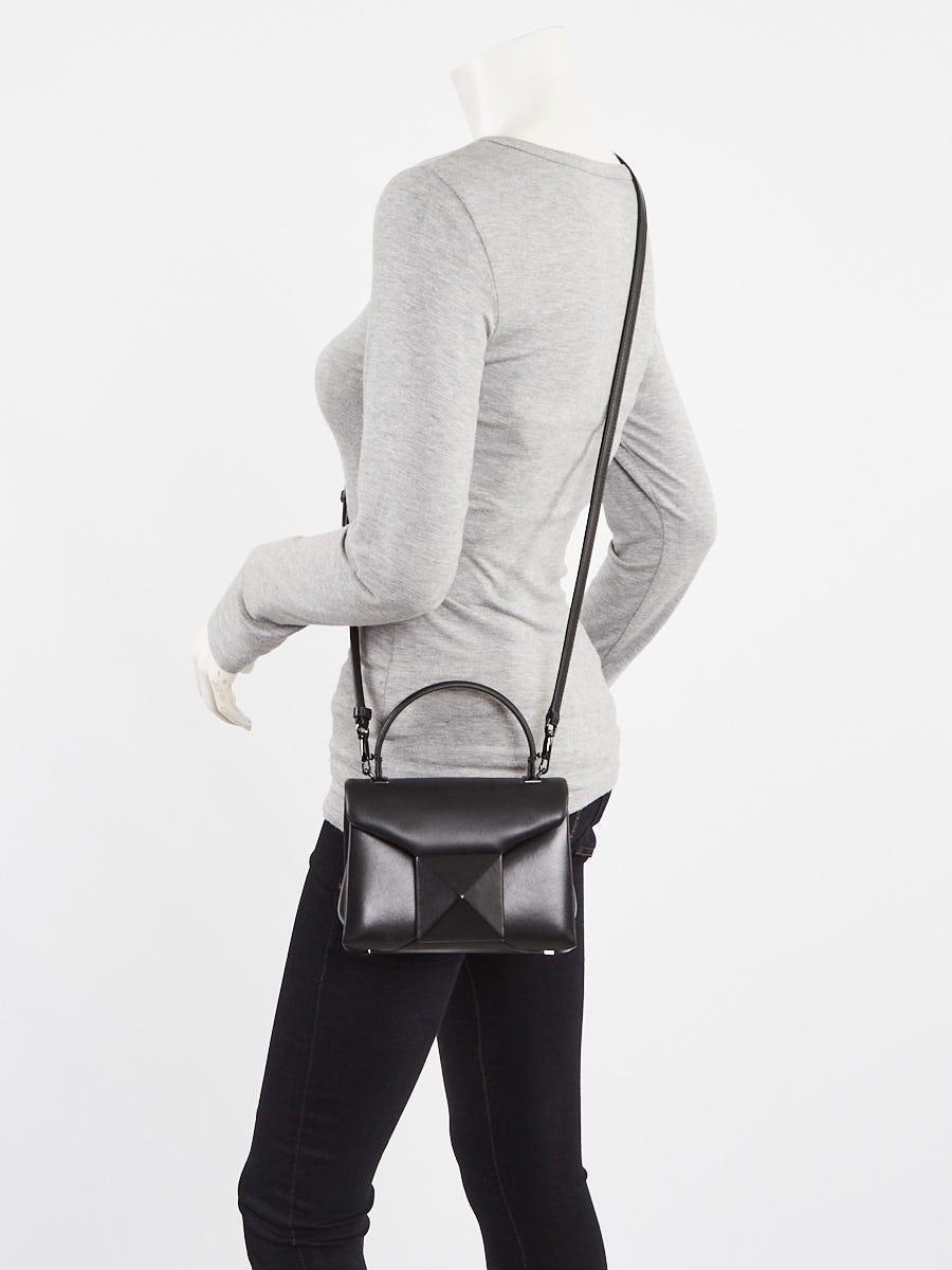 Valentino Black Lambskin Leather One Stud Mini Top Handle Bag