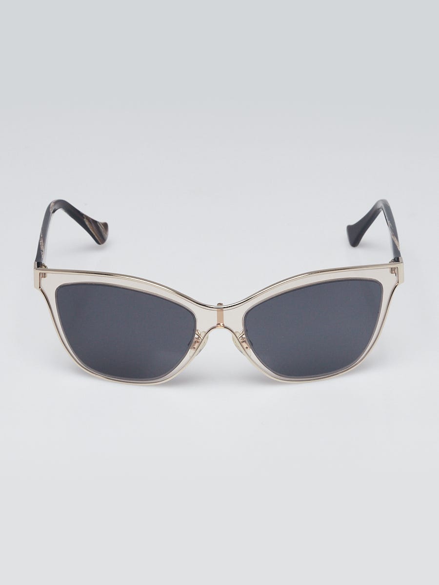 Balenciaga Clear Acetate Gold Metal Sunglasses BA 84