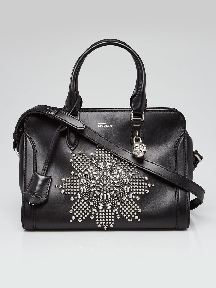 Alexander McQueen Black Calfskin Leather Studded Small Skull Padlock Zip Tote Bag Yoogi s Closet