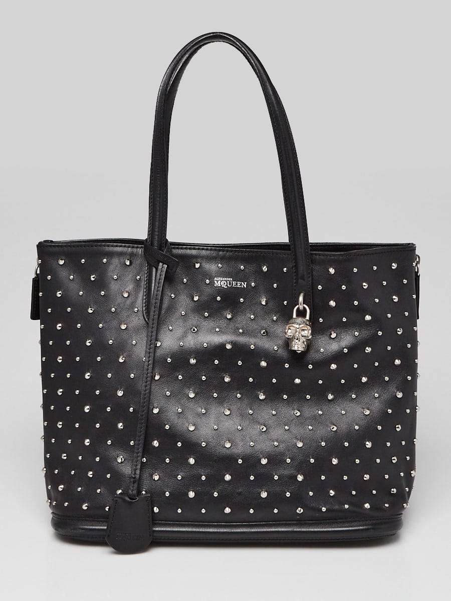 Alexander McQueen Black Leather Studded Tote Bag Yoogi s Closet