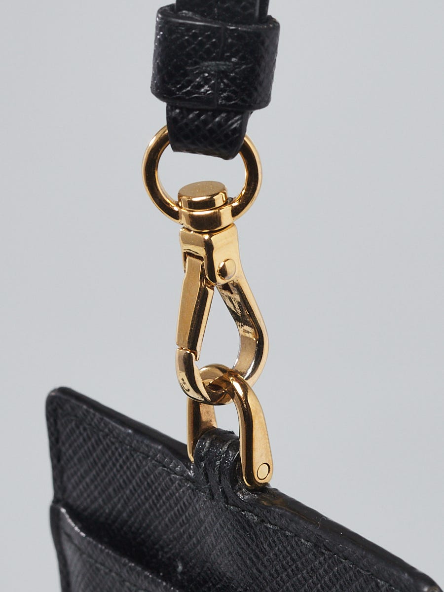 PRADA IDタグ Prada Black Saffiano Leather ID Lanyard | Yoogi's Closet