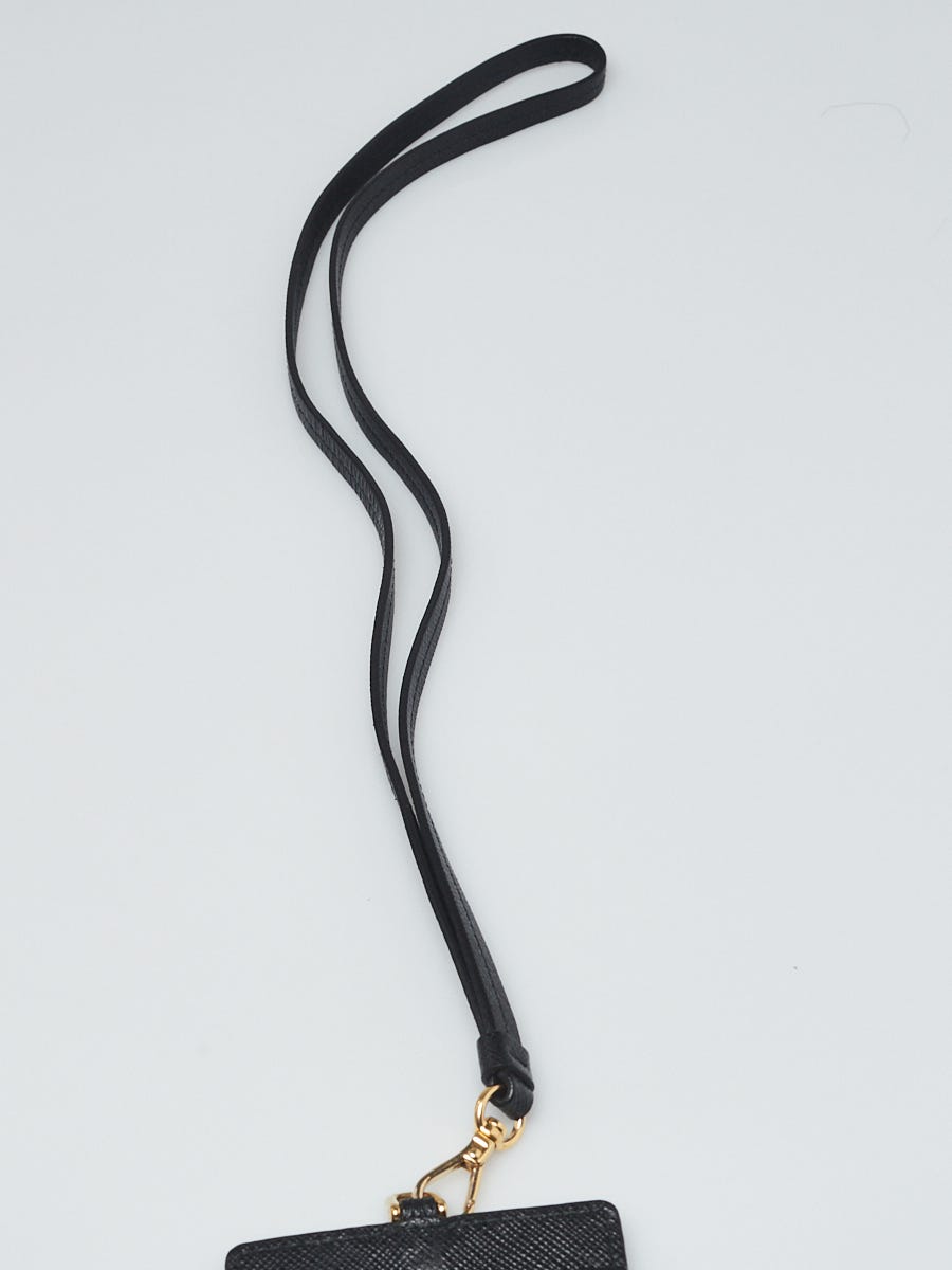 Prada Black Saffiano Leather ID Lanyard | Yoogi's Closet