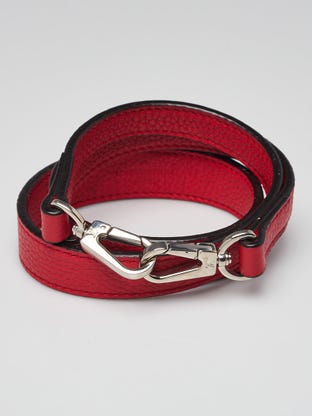 Louis Vuitton 16mm Red Grained Leather Adjustable Strap - Yoogi's Closet