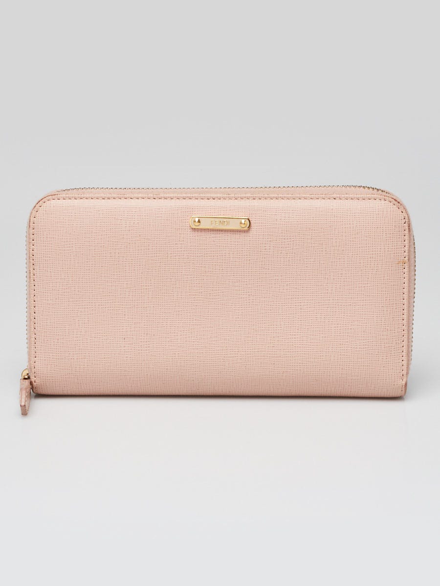 Fendi Pink Vitello Elite Leather Zippy Wallet - 8M0299
