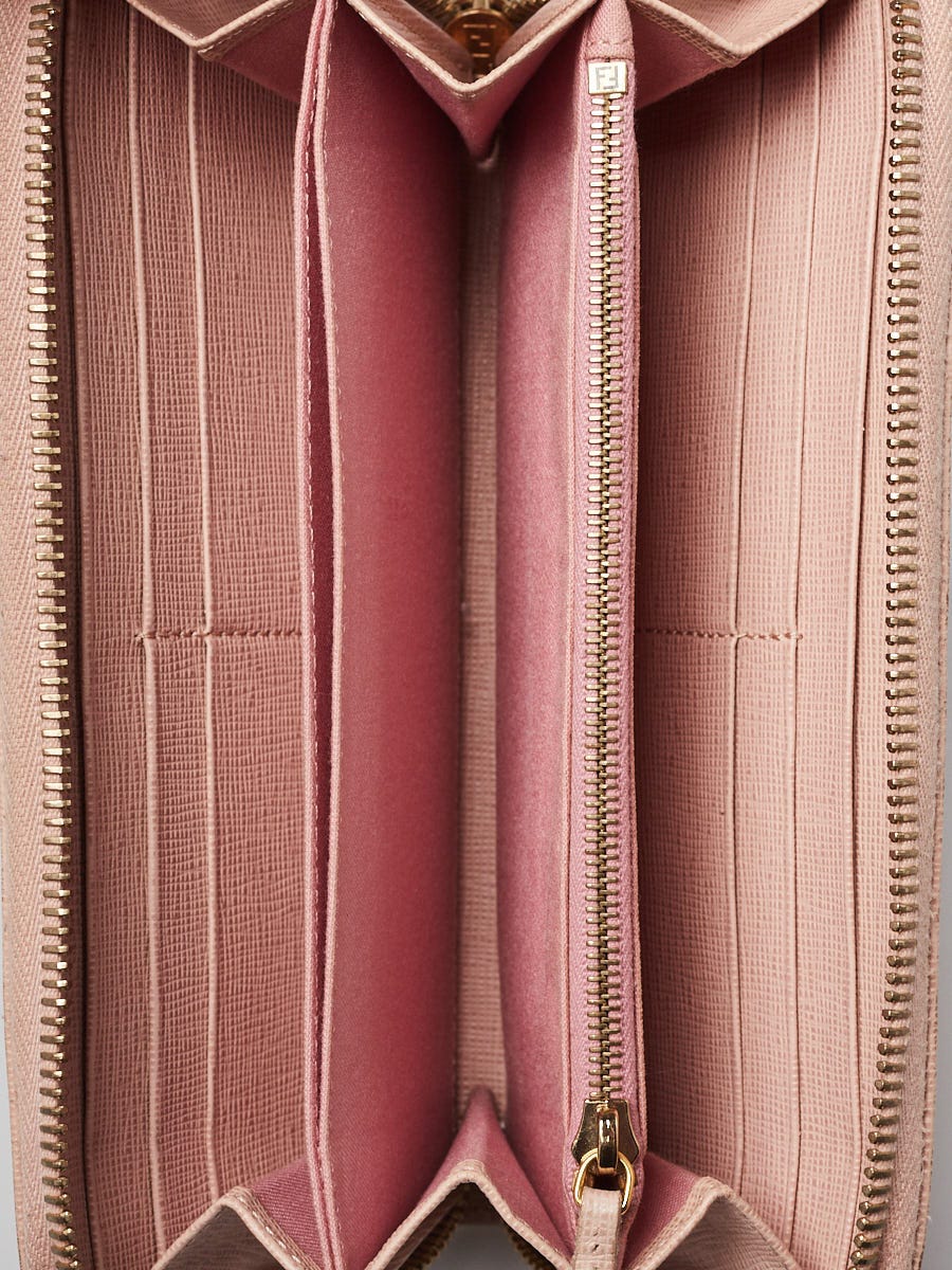 Fendi Pink Vitello Elite Leather Zippy Wallet - 8M0299