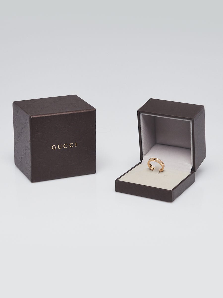 Gucci 18K Yellow Gold Diamond Icon Stardust Thin Band Ring Size 5.75