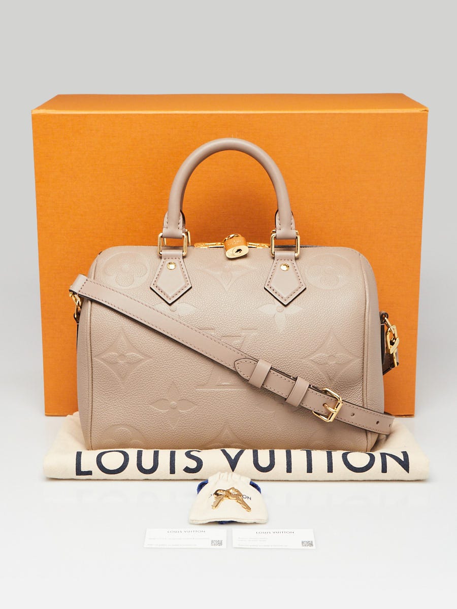 Louis Vuitton Monogram Empreinte Speedy Bandouliere 25NM Beige