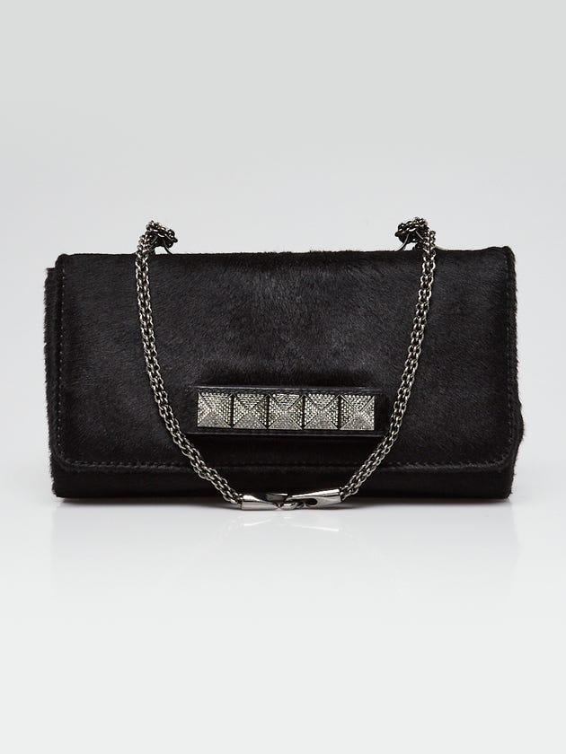 Valentino Black Pony Hair Va Va Voom Clutch Crossbody Bag
