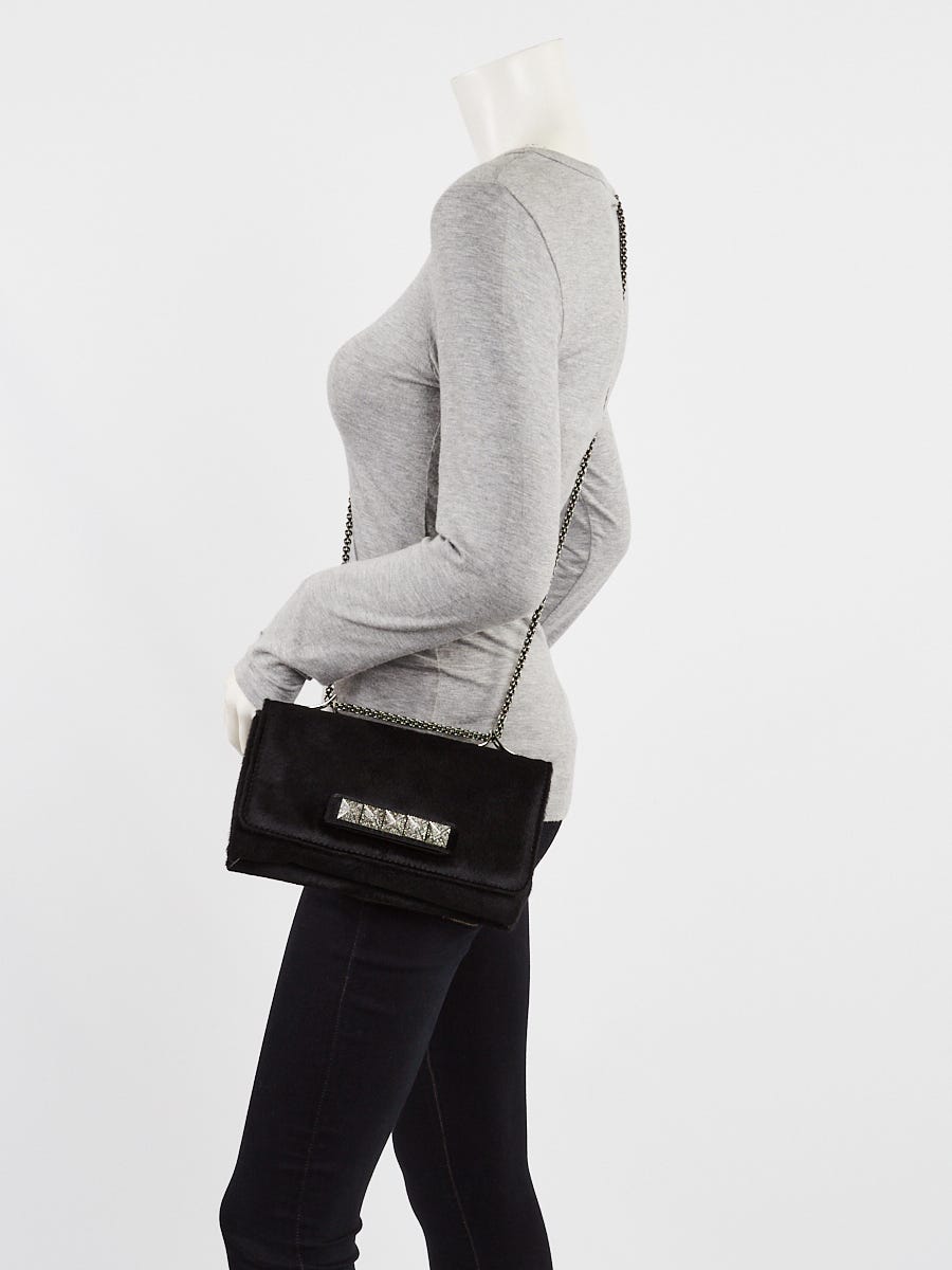 Valentino Black Pony Hair Va Va Voom Clutch Crossbody Bag