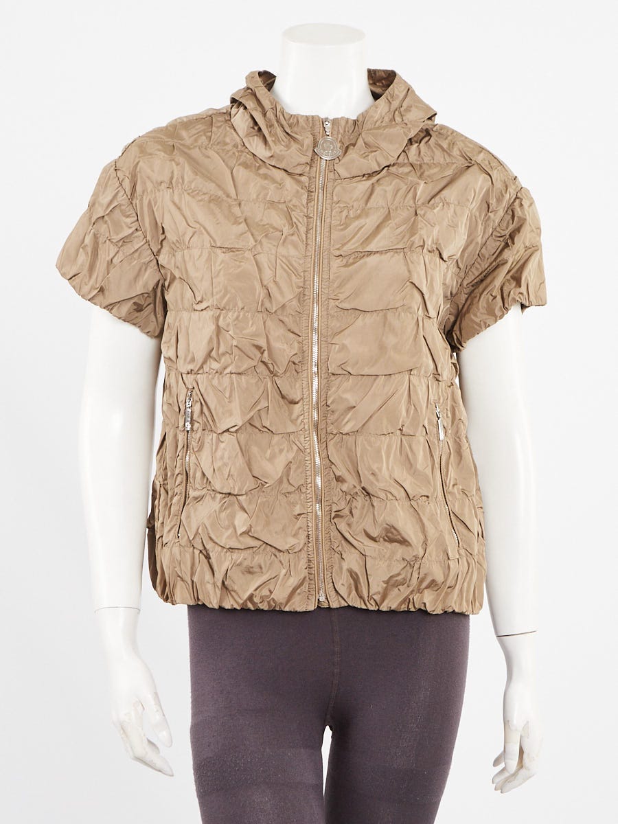 Moncler Gold Metallic Quilted Polyester Down Breteuil Jacket Size