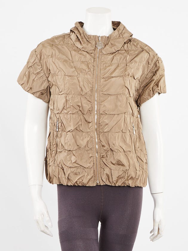 Moncler Beige Crinkled Nylon Karine Rain Jacket Size 1/S