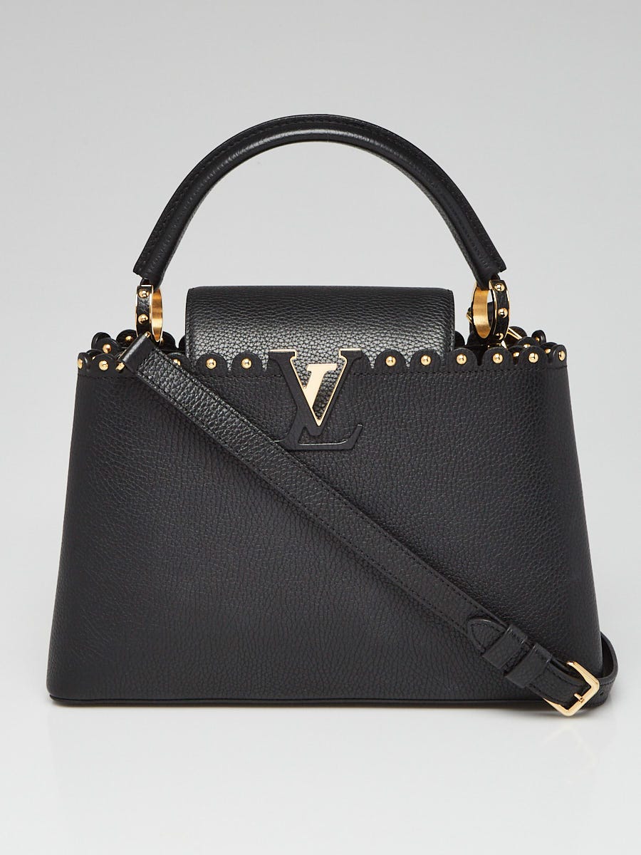 Louis Vuitton Black Taurillon Leather Studded Capucines PM Bag