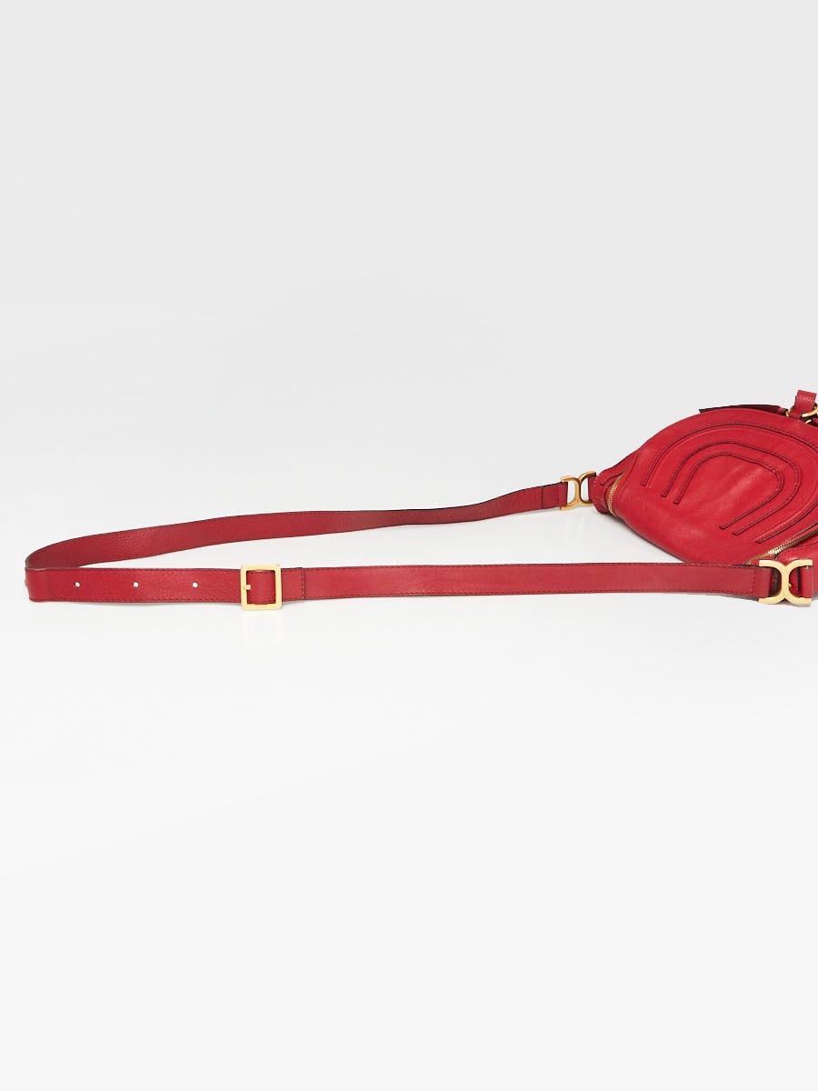 Chloe Red Pebbled Leather Medium Marcie Zip Crossbody Bag