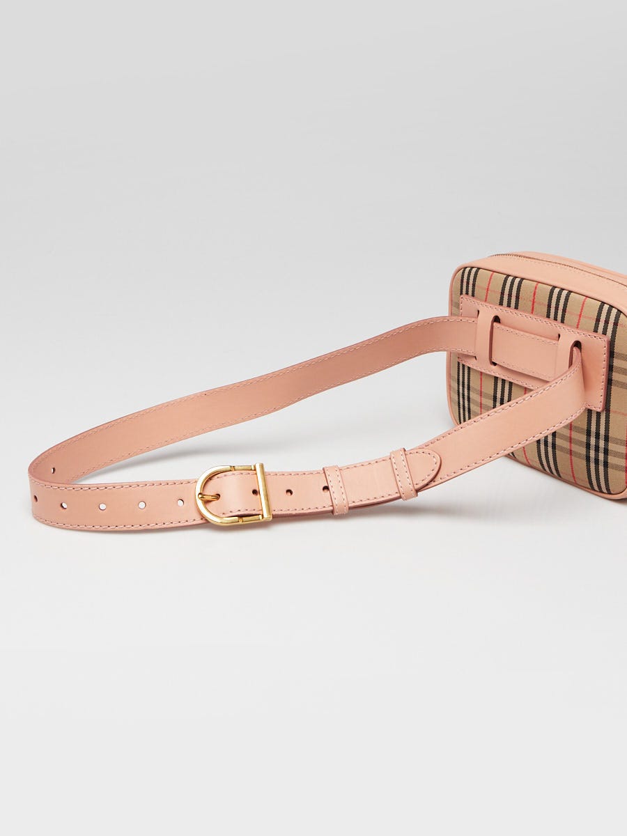 Burberry Vintage Check/Peach Leather Link Bum Bag | Yoogi's Closet