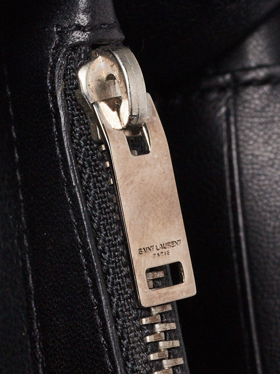 Yves Saint Laurent Black Croc Embossed Leather Wallet on