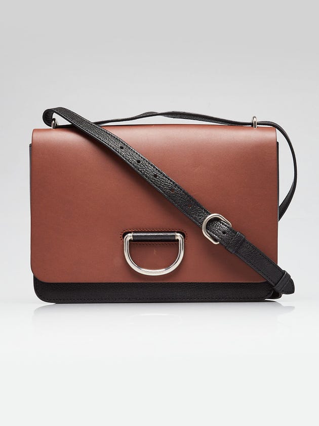 Burberry Brown/Black Leather Medium D-Ring Crossbody Bag