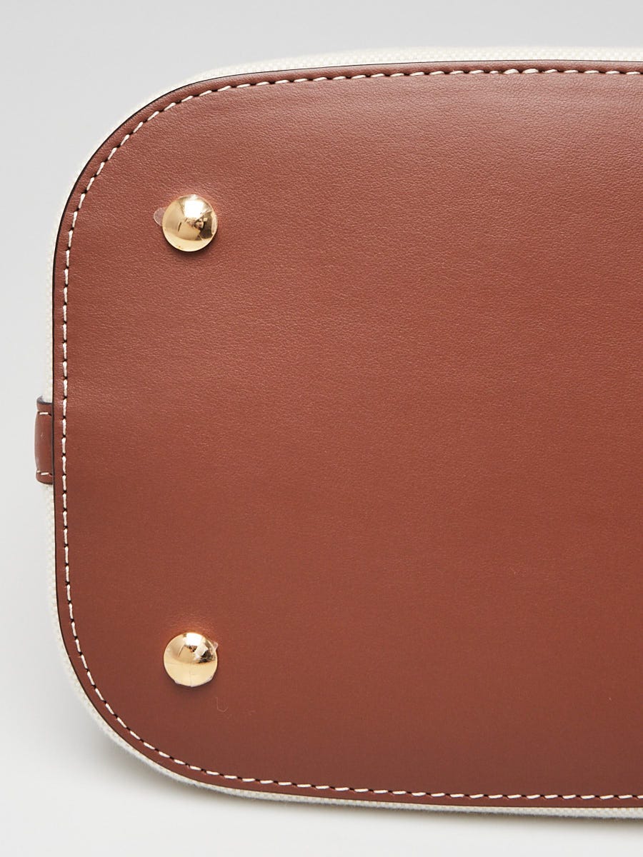 BURBERRY　バーバリー　ペギーバケット　ホワイト　ブラウン　キャンバス Burberry White/Brown Canvas/Leather Peggy Small Bucket Bag