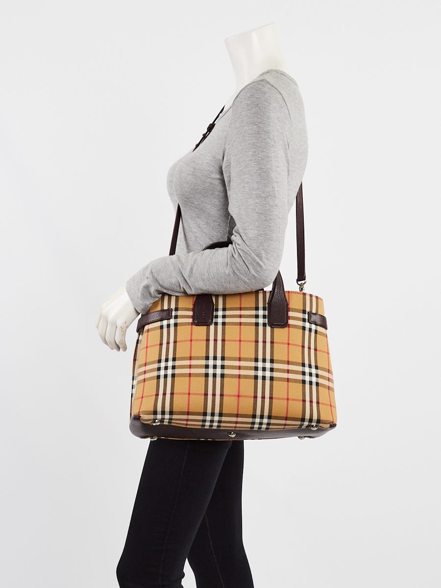 Burberry Vintage Check Canvas/Leather Banner Medium Tote Bag