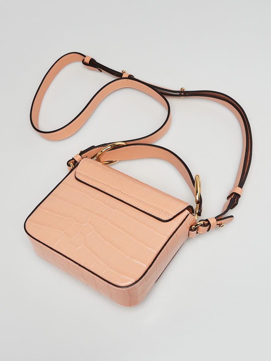 Chloe Milky Orange Croc Embossed Calfskin Leather Mini C