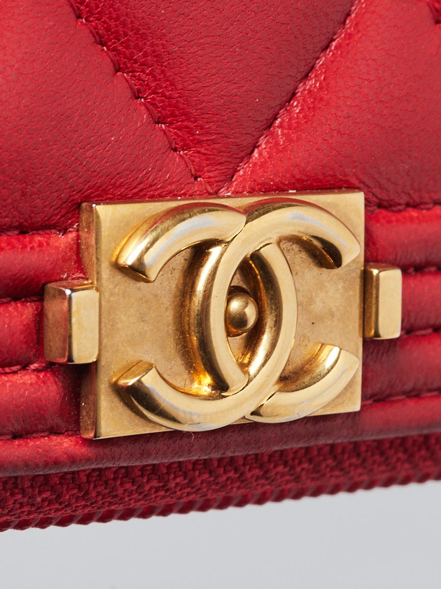 Chanel Boy Zippy Wallet Lambskin Shw (Red) – ValiseLaBel