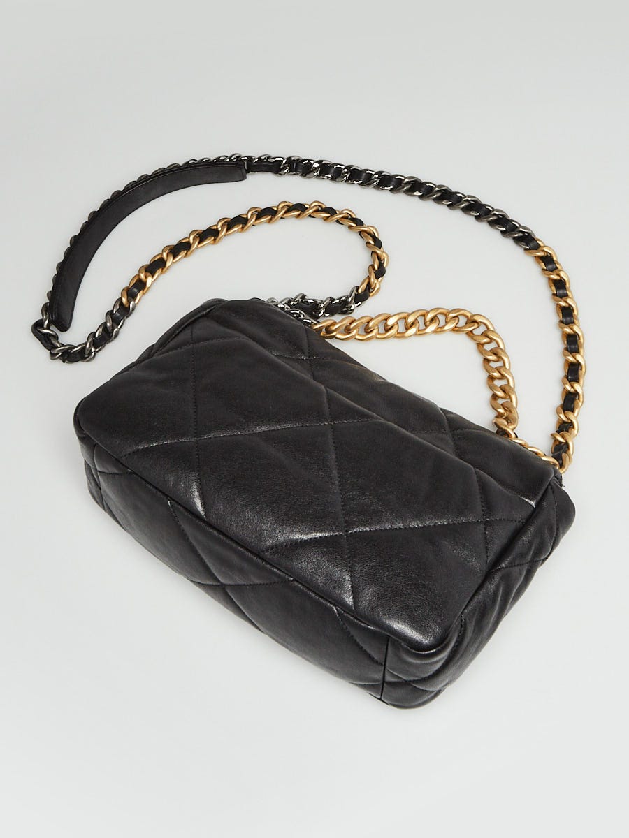 Chanel Black Quilted Goatskin Leather Chanel 19 Flap Bag - Yoogi's Closet